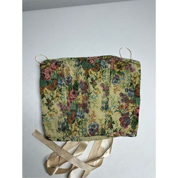 American Threads Women’s Bohemian Floral Tapestry Cropped Corset Size S - Picture 2 of 6